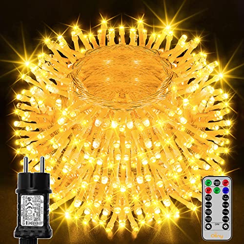 Ollny Lichterkette außen 40M 400 LED Lichterkette warmweiß 8 Modi mit Fernbedienung IP44 Wasserdicht Timer Lichterkette innen außen Party Hochzeit Ostern Garten