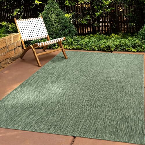 In & Outdoor Teppich Wetterfest Wohnzimmer Balkon Küchenteppich Terrassenteppich Flachgewebe Sisaloptik Meliert Einfarbig grün 120x160 cm
