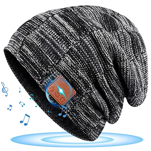 Geschenke für Männer Bluetooth Mütze Weihnachten mit Kopfhörer Wichtelgeschenk Ideen Musik Strickmütze Nützliche Angler Fahrrad Schwarz Einheitsgröße
