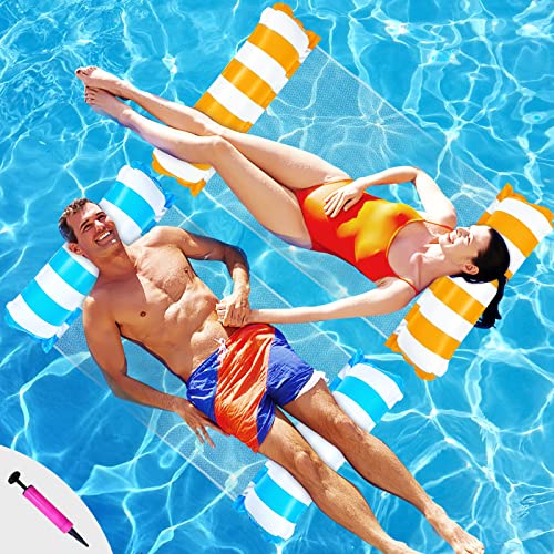 aufblasbare Matratze 2 Pack Aufblasbare Wasserhängematte, 4 in 1 Tragbarer Luftmatratze Pool, Pool Spielzeug für Erwachsene und Kinder, Aufblasbare Liegestühle für Schwimmbäder, Strände