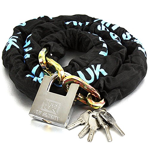 H&S Kettenschloss Motorradschloss - 10mm x 2m Kette - Schloss mit 5 Schlüsseln - Fahrradschlösser Bike Lock Stahlkette - Fahrradschloss mit Schlüssel - E Bike Sicherheitskette