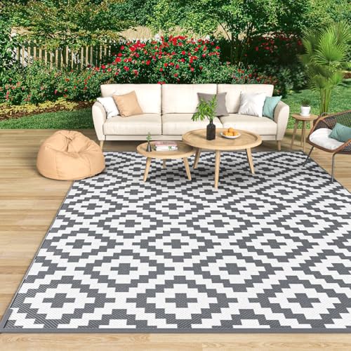 MOKANI Outdoor Teppich Wetterfest 120x180cm, Kunststoff Stroh Reversible Matte UV-beständig Camping Patio Wasserdichter Außenbereich für Balkon Terrasse Pinic
