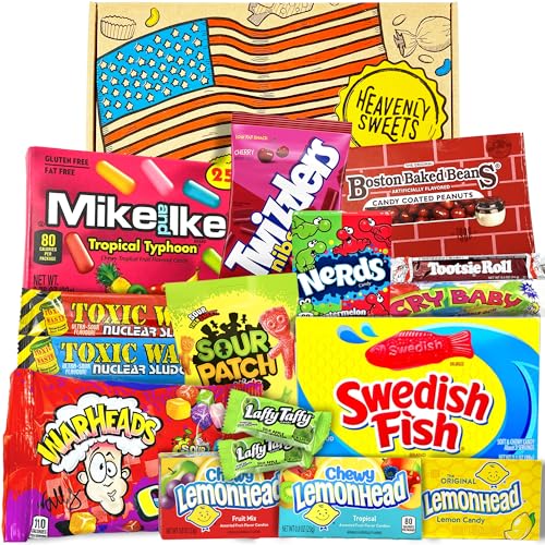 Amerikanische Süßigkeiten Geschenkbox - USA Amerikanische Vegetarische Süßigkeiten - Geschenkkorb für Geburtstag, Vatertag, Ostern - Heavenly Sweets
