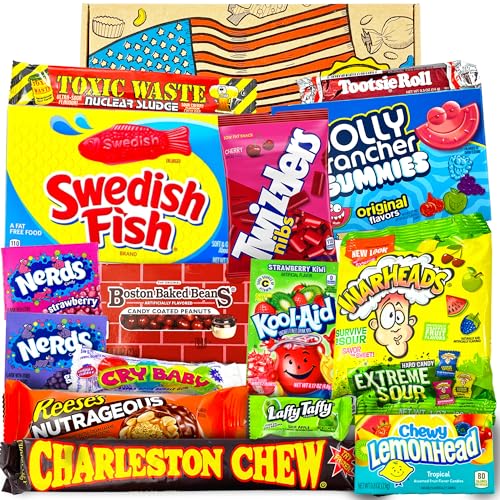 Amerikanische Süßigkeiten Box - All American Candy & Schokolade Geschenkbox - USA Nerds Hersheys Jolly Rancher Erdnussbutter Candy Bar - Erwachsene, Geburtstag, Vatertag, Ostern - Süssigkeiten Box