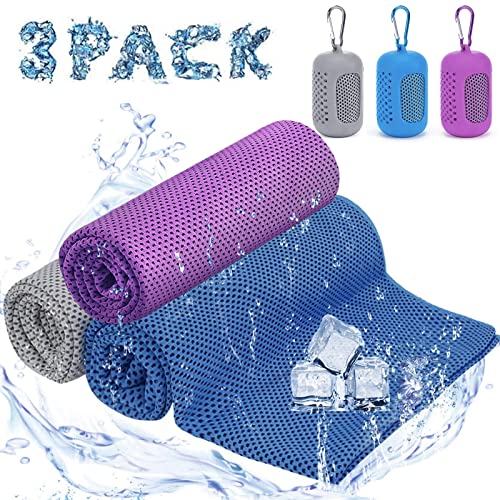 Ciskotu Kühltuch 3er Set, Mikrofaser Sport Kühlendes Handtuch, Schnelltrocknend Kühlhandtuch für Sofortige Kühlung, Eishandtuch Cooling Towel für Fitness, Sport, Reise, Yoga