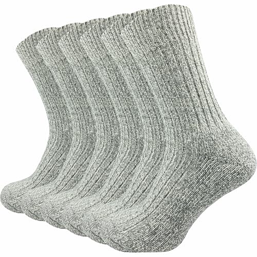 Herren Norweger Socken (6 Paar) warme & dicke Thermosocken gegen kalte Füße | Wollsocken (DE/NL/SE/PL, Numerisch, 43, 46, Regular, Regular, hellgrau)