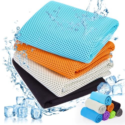 Brovamo Kühltücher 4 Stück 90X30cm Kühlhandtuch Cooling Towel Kühltuch Cool Towel für Yoga, Strand, Golf, Reisen, Fitnessstudio, Sport, Camping Cool down Towel kühlendes Handtuch（set1）