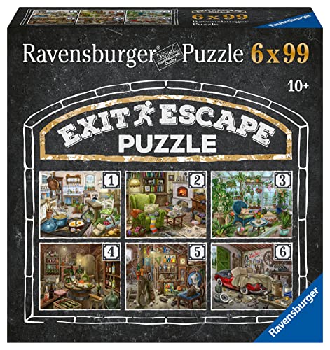 Ravensburger EXIT Puzzle - Das geisterhafte Gutshaus - 6X 99 Teile Puzzle für rätselbegeisterte Erwachsene und Kinder ab 10 Jahren