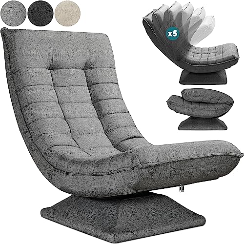 Casaria® Bodenstuhl verstellbare Rückenlehne 360° Drehbar Klappbar 150kg Belastbarkeit 60x105x87cm Gepolstert Wohnzimmer Gaming Relax Boden Sessel Grau