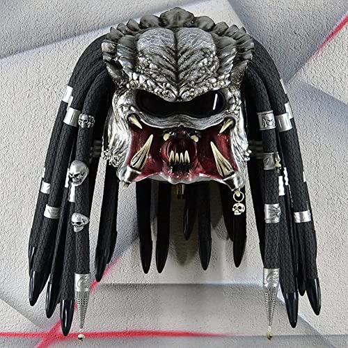 ROMOZ Predator Maske Motorrad Kopfbedeckung Predator Replica Maske Latex Helm Cosplay Kostüm Tracker Predator(Color:A)