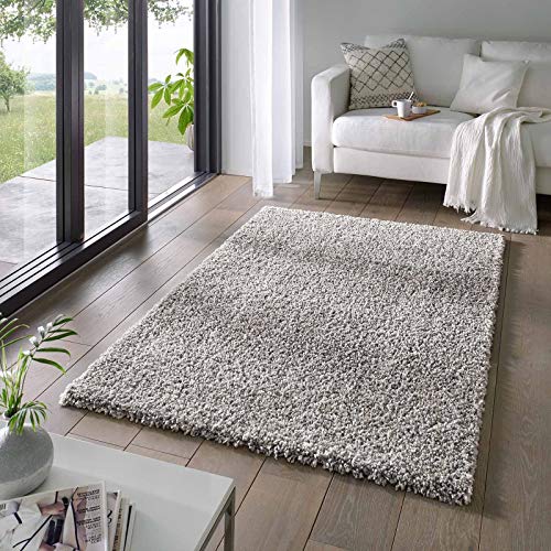 Taracarpet Shaggy Teppich Wohnzimmer Venezia Hochflor Langflor Teppiche modern Grau 200x250 cm