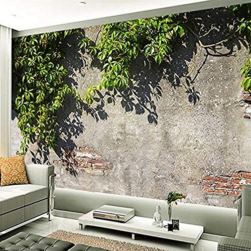 Branch Green Leaf Backsteinmauer Creative Series Benutzerdefinierte 4D Wallpaper Kunstdruck Wandmalerei Hd Print Po Tapete wandpapier fototapete 3d effekt tapeten Wohnzimmer Schlafzimmer-350cm×256cm