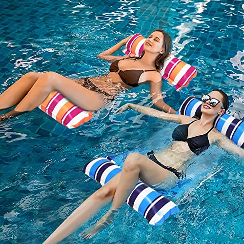 Sosayet Luftmatratze Pool 2 Stück,Pool Spielzeug Erwachsene 4 In 1 Aufblasbare Pool zubehör spaß,Wasser hängematte,Pool hängematte(Blau & Orange)