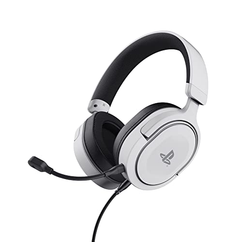 Trust Gaming Headset GXT 498W Forta Offiziell Lizenziert für Playstation 5, Nachhaltig, PS4 / PS5 Headset, 1,2 m Kabel, Abnehmbares Mikrofon, Verstellbarer Kopfbügel, Over-Ear Kopfhörer, Weiß