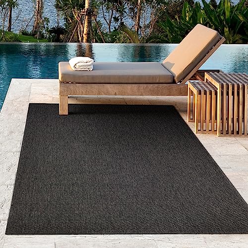the carpet Toulouse - In- und Outdoor Teppich für Wohnzimmer und Küche - Pflegeleicht, Wasserabweisend, Robust und Strapazierfähig, Anthrazit, 200 x 280 cm