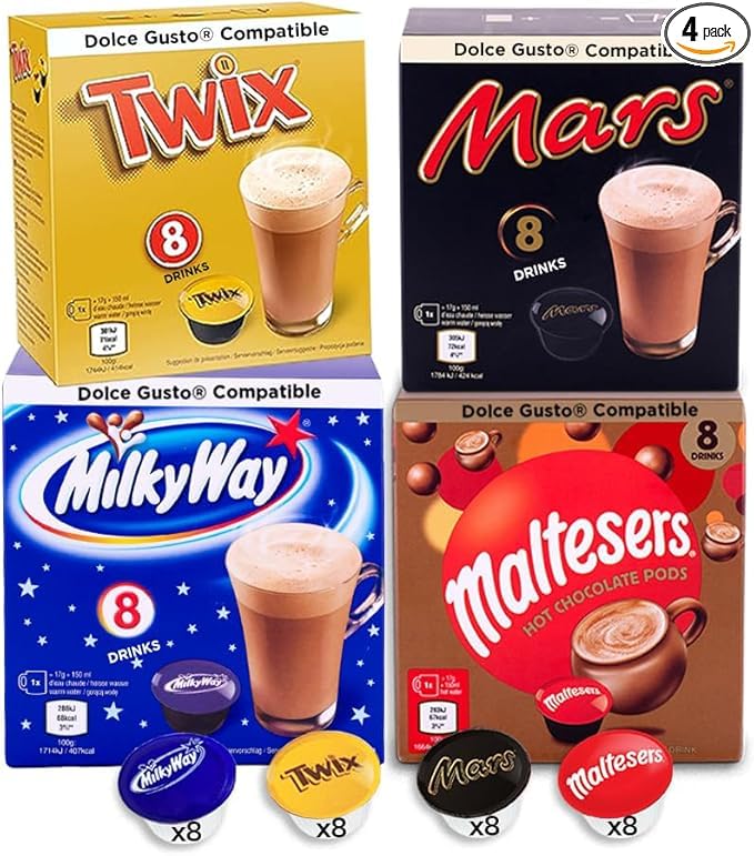 Mars® Hot Chocolate Bundle | 32 Pods | Dolce Gusto® kompatible | Mars, Twix, Milkyway und Maltesers