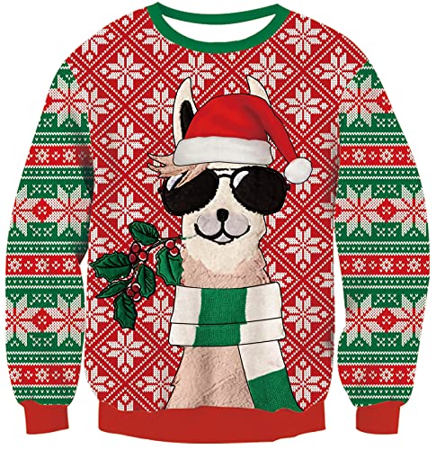 Loveternal Kinder Unisex Weihnachtspullover Strickpullover 3D Alpaka Warmer Langarm Weihnachtspullis Gestrickt Pullover Sweatshirt für Jungen Mädchen 9-10 Jahre