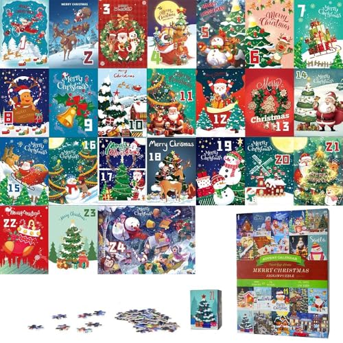 ADDLIVE Puzzle Adventskalender 2024, Weihnachts Adventskalender Puzzle,Adventskalender Puzzle Erwachsene, Puzzle-Countdown-Kalender, 24 Boxen Puzzles für Den Countdown Bis Weihnachten