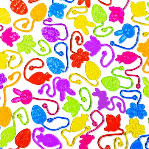 DIYDEC 35 Stück Sticky Hands, Klebende Hände Klatschhand für Kinder Ostern Hase Schmetterling Eier Küken Karotte Stretchy Toys für Ostern Party Geschenk