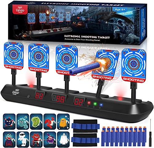 Lehoo Castle Elektrisches Schießspiel für Nerf, 5 Ziele mit Licht und Sounds, Auto-Reset, Geschenk für Kinder