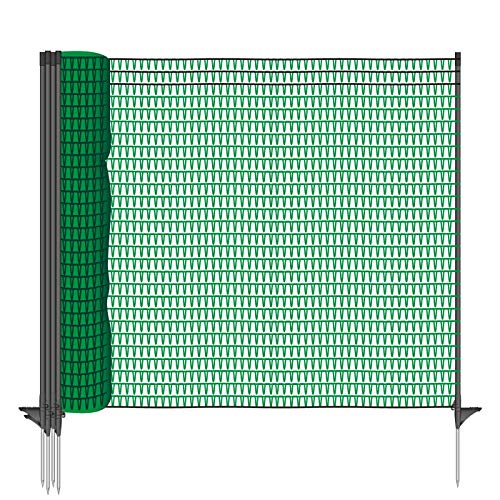 VOSS.farming 20m Gartennetz, Universal Begrenzungszaun, 80cm, 12 Pfähle, dunkelgrün, Hundezaun Campingzaun Beetschutz