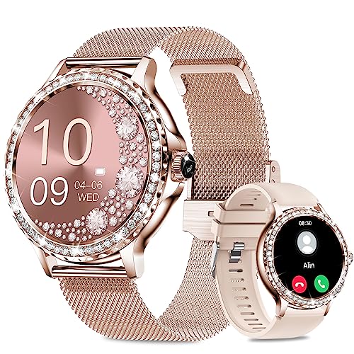 Fitonus Smartwatch Damen mit Telefonfunktion 1,3 Zoll HD Touchscreen, Smart Watch mit Periodenverfolgung, 110+ Sport, Herzfrequenz, SpO2 Schlafmonitor, IP68 Fitnessuhr Tracker für iOS Android