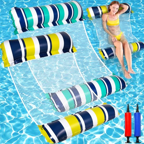 HYOJCWU 2 Stück Aufblasbares Schwimmbett, Wasser-Hängematte 4-in-1 Loungesessel Pool Lounge luftmatratze Pool aufblasbare hängematte,Schwimmbad Strand Wasserspielzeug für Erwachsene und Kinder