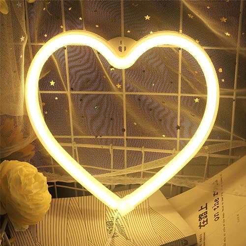 Letimor Herz Neon Sign Leuchtreklame - Neon Light Leuchtschilder für Zimmer Deko | Heart Led Lights Neon Schild Neonlichter für Schlafzimmer Kinder Party Weihnachten Neujahr Home Led Decor