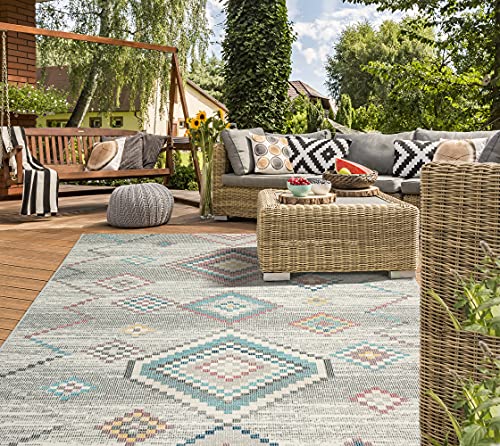 the carpet Palma - robuster Outdoor Teppich, modernes Design, Wetterfest & UV-beständig, für Balkon, Terrasse und Wintergarten Aber auch für Küche oder Esszimmer geeignet, Creme, 80 x 300 cm