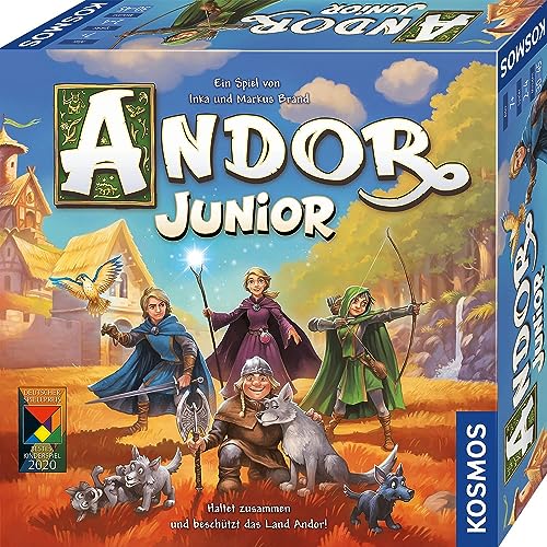 KOSMOS 698959 Andor Junior, Haltet zusammen und beschützt das Land Andor, kooperatives Kinderspiel ab 7 Jahren für die ganze Familie, Fantasy-Abenteuer