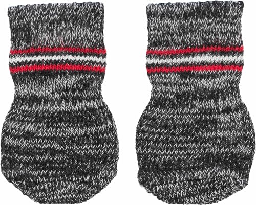 TRIXIE Hundesocken M-L – 4 cm Pfotenbreite – 11 cm hoch – Anti-Rutsch-Sohle – Baumwolle mit Elasthan – bei 30 °C waschbar – grau – 19503