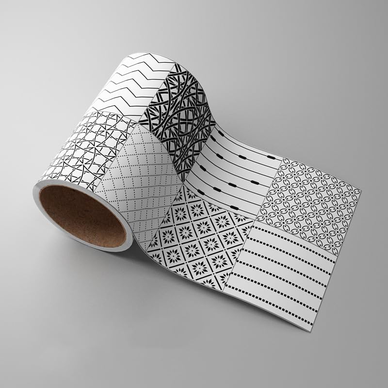 Dostear Bordüre Selbstklebend Kinderzimmer Tapeten Wohnzimmer Wanddeko Badezimmer 4d Fliesenaufkleber Wandleisten WeißE Linien 10cm X 500cm