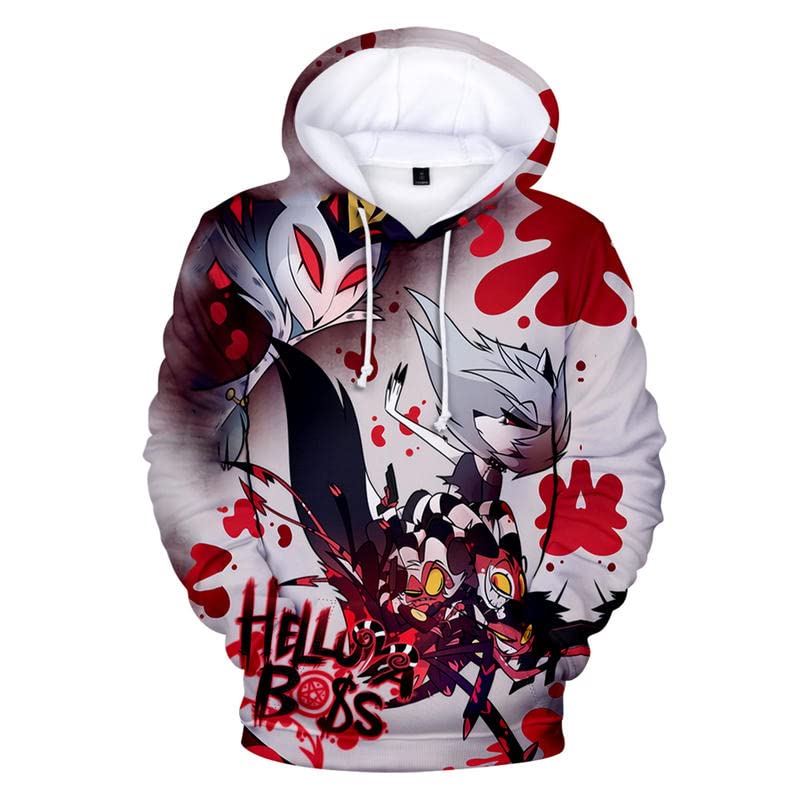 Helluva Boss Hoodie Erwachsene Kinder Kapuzenpullover 3D Langarm Sweatshirt Harajuku Streetwear 2022 Cartoon Anime Helluva Boss Pullover für Frauen Männer Jungen Mädchen