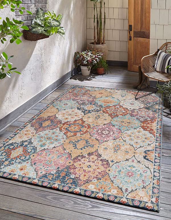 The Carpet Palma - vielseitiger Indoor- & Outdoor-Teppich, modernes Design, Wohnzimmer, wetterfest & UV-beständig, langlebig und pflegeleicht, Balkon, Wintergarten, Mehrfarbig, Bunt, 200 x 290 cm