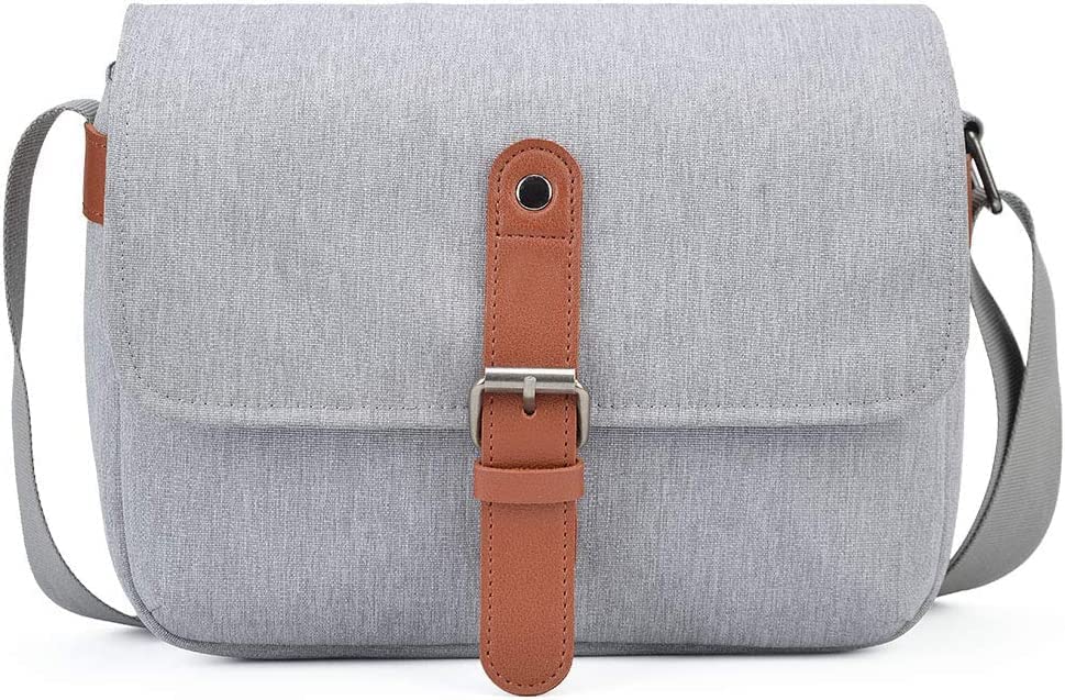 CADeN Kameratasche, DSLR SLR Fototasche Stoßfest Fotorucksack Bag Padded Einsatz Kompatibel mit 1 DSLR spiegelreflexkameras Sony Canon Nikon 1 Objektiv(Grey)