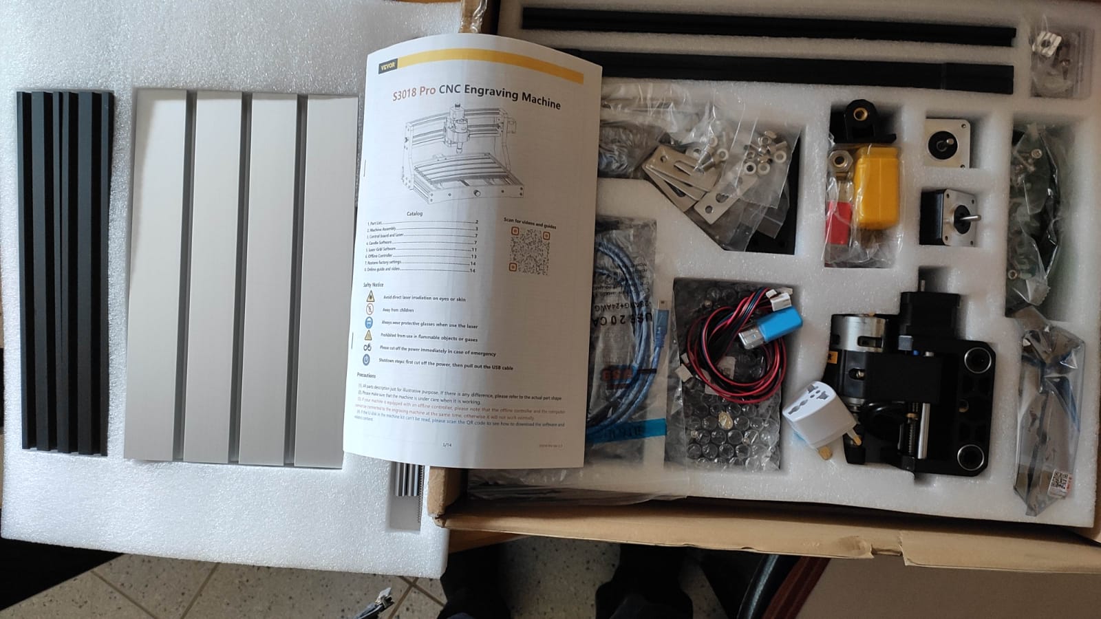 Lieferinhalt der VEVOR CNC 3018 Pro